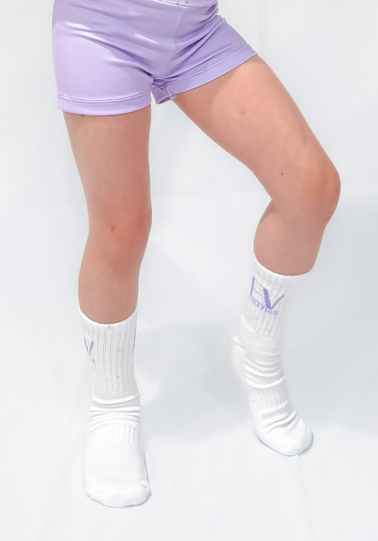 LUXE LILAC RHINESTONE CREW SOCKS