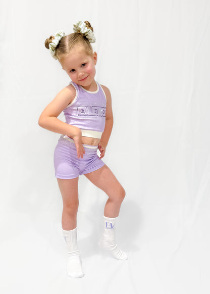 LUXE LILAC RHINESTONE CREW SOCKS