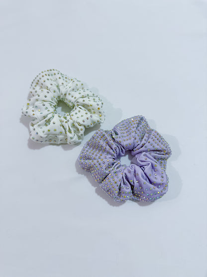 LUXE LILAC RHINESTONE SCRUNCHIES